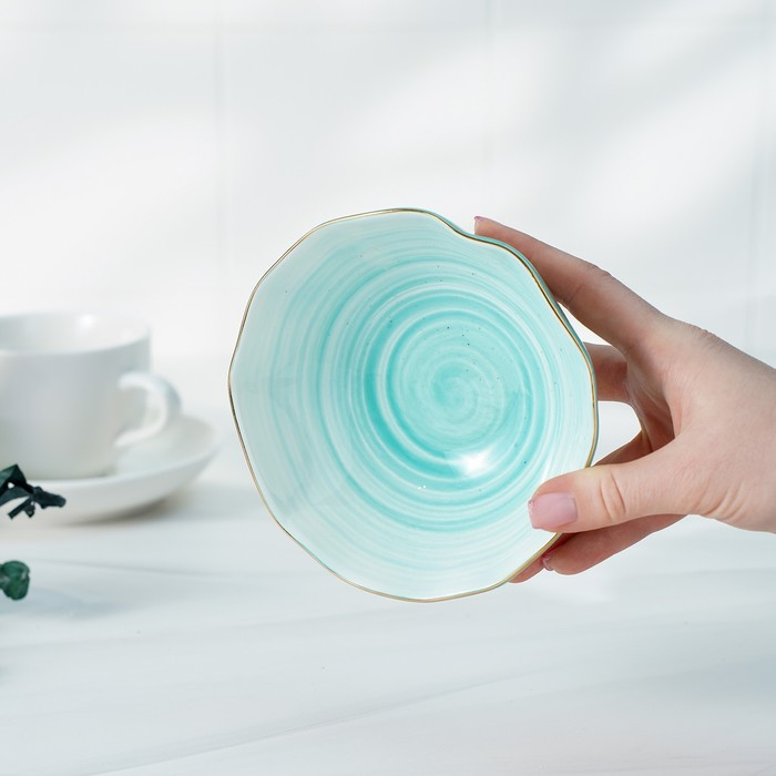 Салатник фарфоровый Доляна «Млечный путь», 400 мл, d=13,5 см, цвет бирюзовый Салатник фарфоровый Доляна «Млечный путь», 400 мл, d=13,5 см, цвет бирюзовый