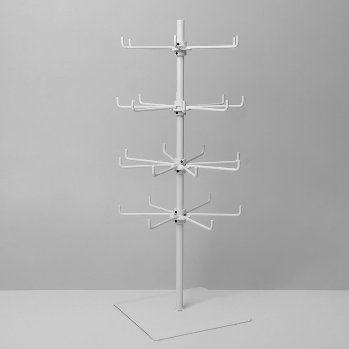 Вертушка, 2 яруса по 6 крючков и 2 яруса по 8 крючков, 17×17×32 см, цвет белый Вертушка, 2 яруса по 6 крючков и 2 яруса по 8 крючков, 17×17×32 см, цвет белый