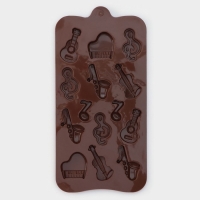 Форма для кондитерских украшений Доляна «Музыкальные инструменты», силикон, 21,5×10,5 см, 14 ячеек, цвет МИКС Форма для кондитерских украшений Доляна «Музыкальные инструменты», силикон, 21,5×10,5 см, 14 ячеек, цвет МИКС