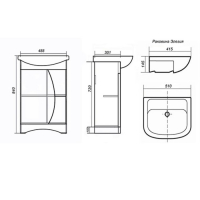 Комплект мебели для ванной: Тумба "Каспия" + раковина "Элегия", 51 х 41,5 х 84 см Комплект мебели для ванной: Тумба "Каспия" + раковина "Элегия", 51 х 41,5 х 84 см