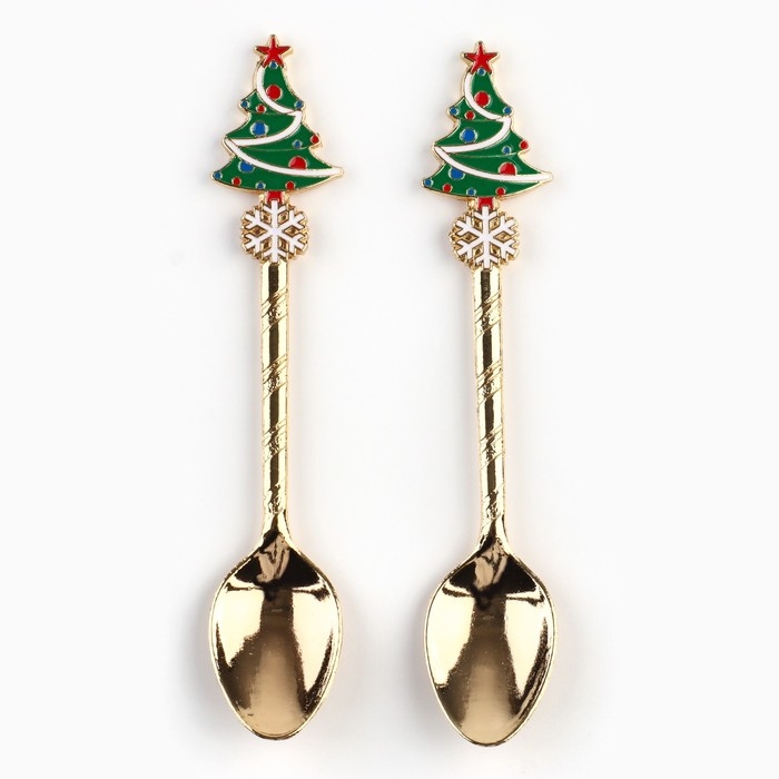 Ложки новогодние чайные с формовой ручкой &laquo;Новый год: Верь в чудеса&raquo;, 11 х 3 см