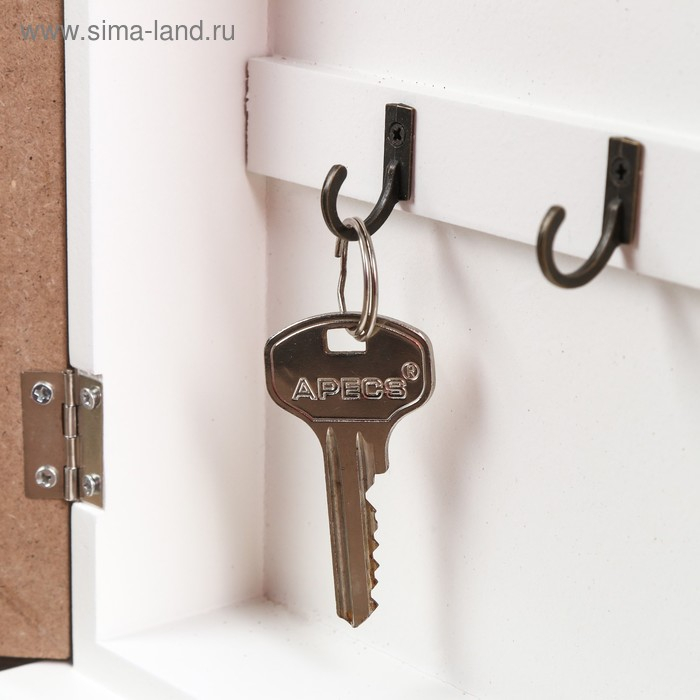 Ключница дерево 5 крючков "Зелёные листья" 25,5х19х6 см