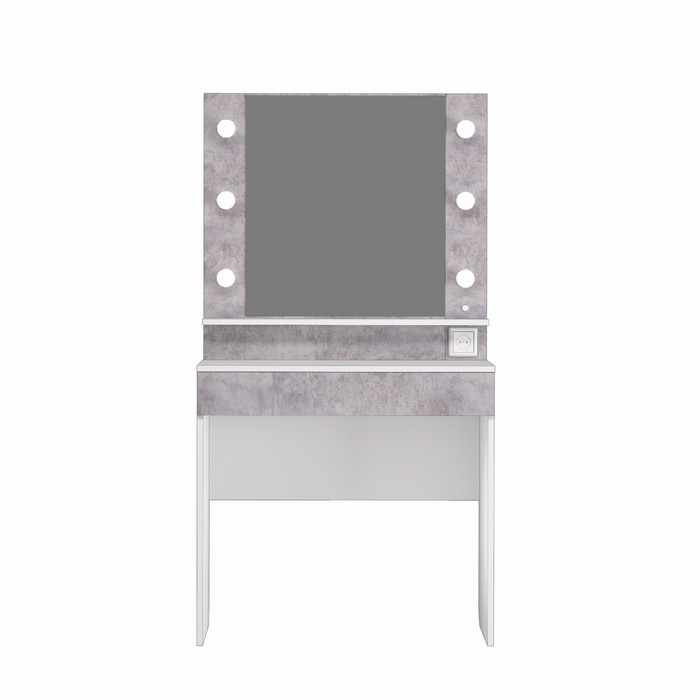Стол туалетный с подсветкой Акцент 12, 800х476х1500, Белое сияние/Цемент светлый