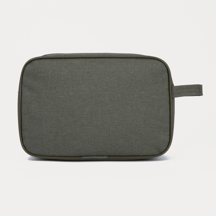 Косметичка на молнии, наружный карман, цвет хаки Косметичка на молнии, наружный карман, цвет хаки