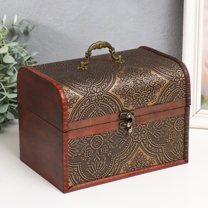 Шкатулка дерево сундук Шкатулка дерево сундук "Золотой орнамент" н-р 3 шт 7,5х12х6,5 11,5х17х10,5 16,5х22,5х15,5 см