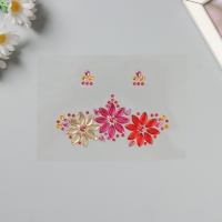 Наклейка пластик стразы на лицо "Три цветка" розовые оттенки 14,5х16 см