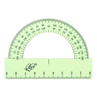 Набор чертёжный 4 предмета (линейка 15 см, угольник 30 &deg;/ 60 &deg;, 10 см; угольник 45 &deg;/ 45 &deg;, 8 см; транспортир 180 &deg;, 9 см), прозрачный зелёный