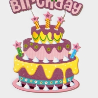 Декоративное украшение (подвеска) "Happy Birthday" 42х26 см, цв. розовый Декоративное украшение (подвеска) "Happy Birthday" 42х26 см, цв. розовый