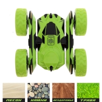 Машина-перевёртыш радиоуправляемая &laquo;Трюкач&raquo;, масштаб 1:28, с аккумулятором, цвет зелёный