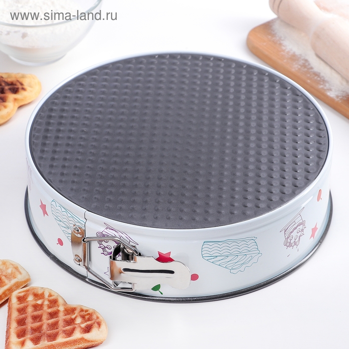 Набор форм для выпечки Доляна «Милый кондитер», 3 предмета: d=28/26/24×7 см, съёмное дно, антипригарное покрытие, цвет белый Набор форм для выпечки Доляна «Милый кондитер», 3 предмета: d=28/26/24×7 см, съёмное дно, антипригарное покрытие, цвет белый