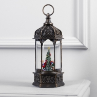 Светодиодная фигура &laquo;Фонарь с детьми и ёлкой&raquo; 13 &times; 28.5 &times; 12 см, пластик, батарейки ААх3 (не в комплекте), USB, свечение тёплое белое