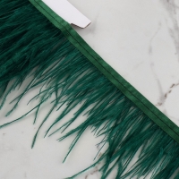 Тесьма с перьями страуса, 8-10 см, 5 &plusmn; 0,5 м, цвет изумрудный