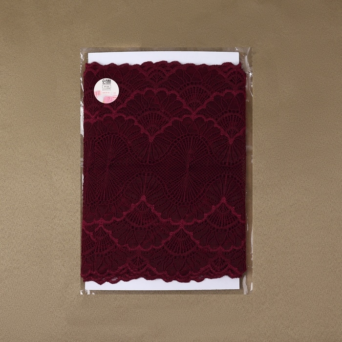 Кружевная эластичная ткань, 180 мм × 2,7 ± 0,5 м, цвет бордовый Кружевная эластичная ткань, 180 мм × 2,7 ± 0,5 м, цвет бордовый