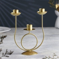 Подсвечник "Трио" металл на 3 свечи, 17х18 см, золотой