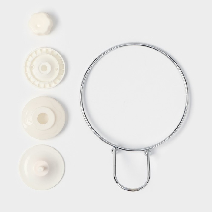 Держатель для полотенец одинарный Доляна, 20&times;15&times;4,5 см, кольцо, на вакуумной присоске