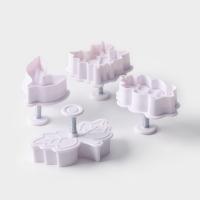 Набор плунжеров кондитерских Доляна «Листва», 4 шт, цвет белый Набор плунжеров кондитерских Доляна «Листва», 4 шт, цвет белый