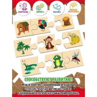 Пазл развивающий деревянный «Кто где живет? Кто что ест?» Играем в ассоциации, 36 больших элементов Пазл развивающий деревянный «Кто где живет? Кто что ест?» Играем в ассоциации, 36 больших элементов