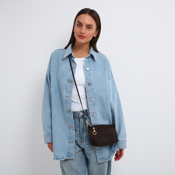 Сумка женская кросс-боди на молнии, цвет коричневый