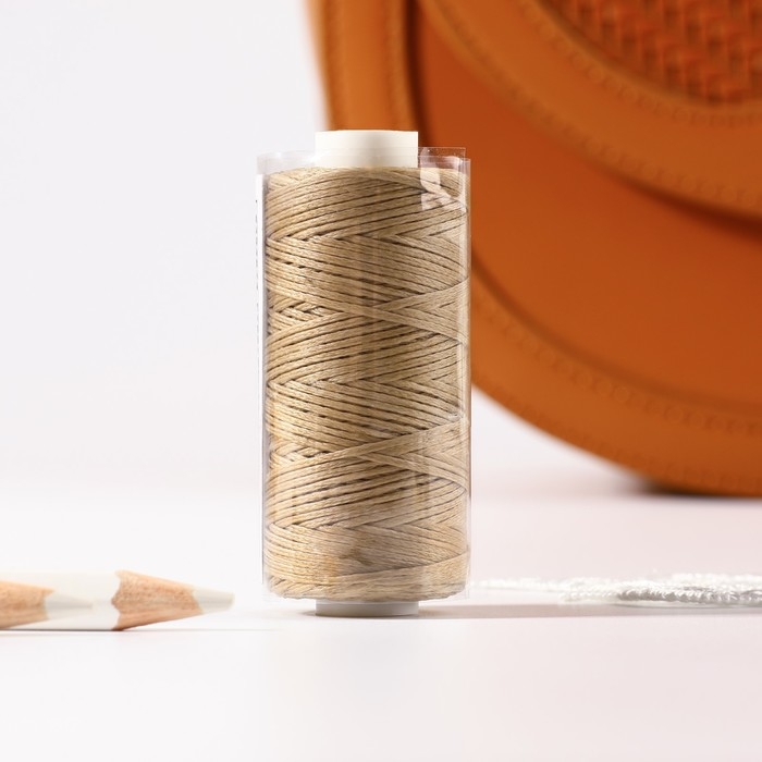 Нитки вощёные, плоские, 150D/16, 0,8 мм, 50 &plusmn; 2 м, цвет бежевый