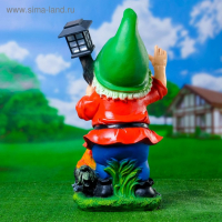 Садовый фонарь "Гном с фонарем и петухом" 31х23х56см Садовый фонарь "Гном с фонарем и петухом" 31х23х56см