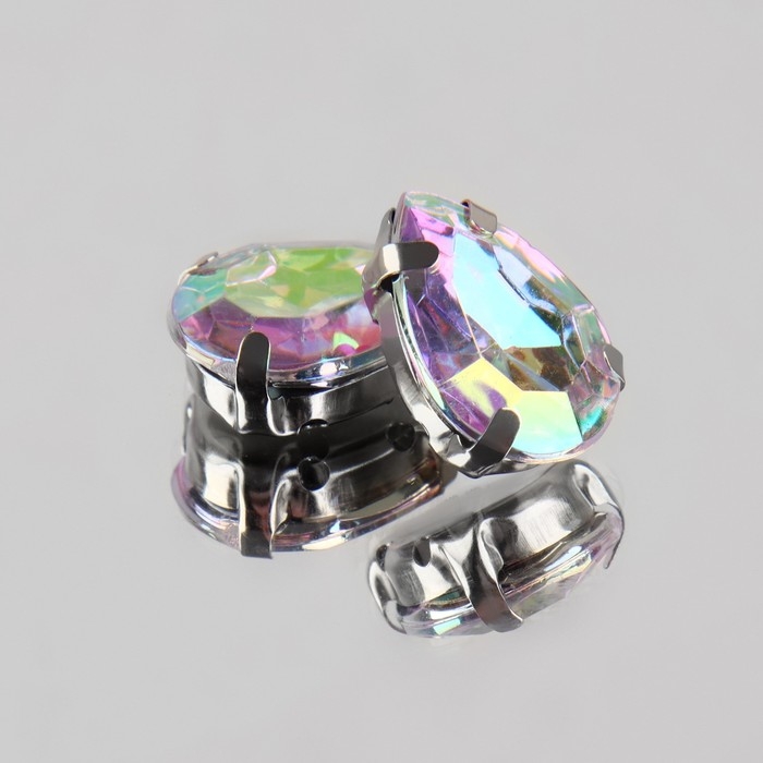 Стразы пришивные «Капля», в оправе, с голографией, 10 × 14 мм, 20 шт Стразы пришивные «Капля», в оправе, с голографией, 10 × 14 мм, 20 шт