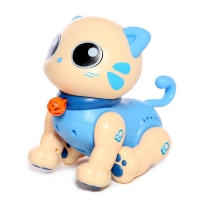 Робот кот &laquo;Пультовод&raquo; ZHORYA, на пульте управления, интерактивный: сенсорный, звук, свет, на батарейках, на русском языке, синий