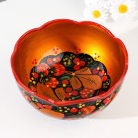 Салатник, резной, 15-16&times;7 см, хохлома