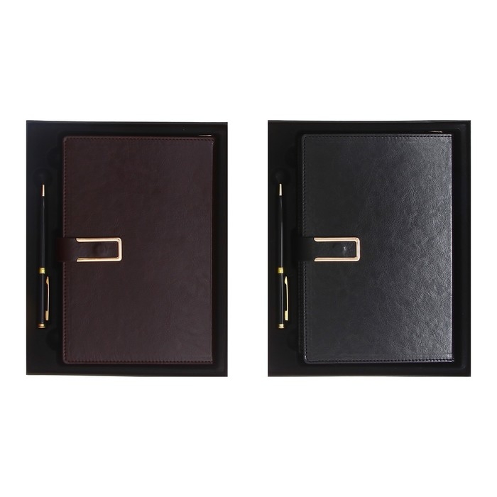 Ежедневник недатированный, обложка ПВХ, формат А5, 140 листов, клетка, с ручкой, подарочная коробка, МИКС