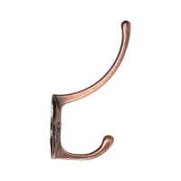 Крючок мебельный ТУНДРА TKD012, двухрожковый, медь Крючок мебельный ТУНДРА TKD012, двухрожковый, медь