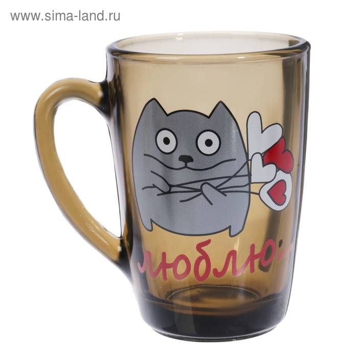 Кружка стеклянная «Люблю», 300 мл, рисунок МИКС Кружка стеклянная «Люблю», 300 мл, рисунок МИКС