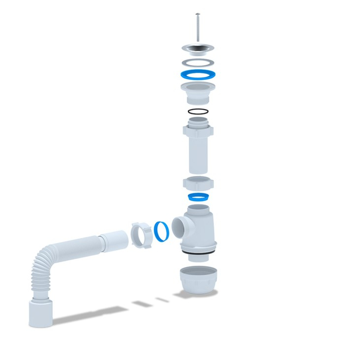 Сифон для мойки "АНИ Пласт" Грот A0110, 1 1/2" х 40 мм, с гофрированной трубой 40 x 50 мм