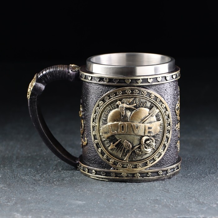 Кружка из нержавеющей стали &laquo;HATE&raquo;, 400 мл, цвет серебристый