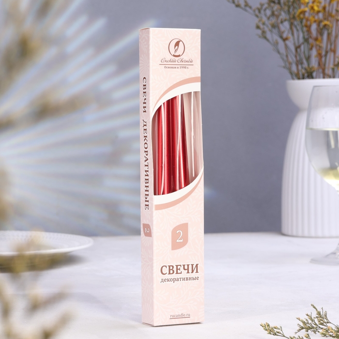 Набор свечей античных, 2,3х 24,5 см, 5 ч, 55 г, 2 штуки, бордо металлик Набор свечей античных, 2,3х 24,5 см, 5 ч, 55 г, 2 штуки, бордо металлик
