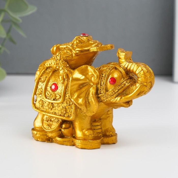 Нэцке полистоун бронза Нэцке полистоун бронза "Слон с денежной жабой на спине" 7,5х9,3х5,2 см