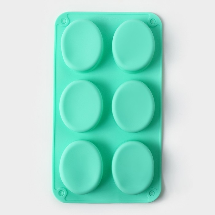 Форма для выпечки Доляна &laquo;Фигуры. Овал&raquo;, силикон, 28&times;16&times;2 см, 6 ячеек, цвет МИКС