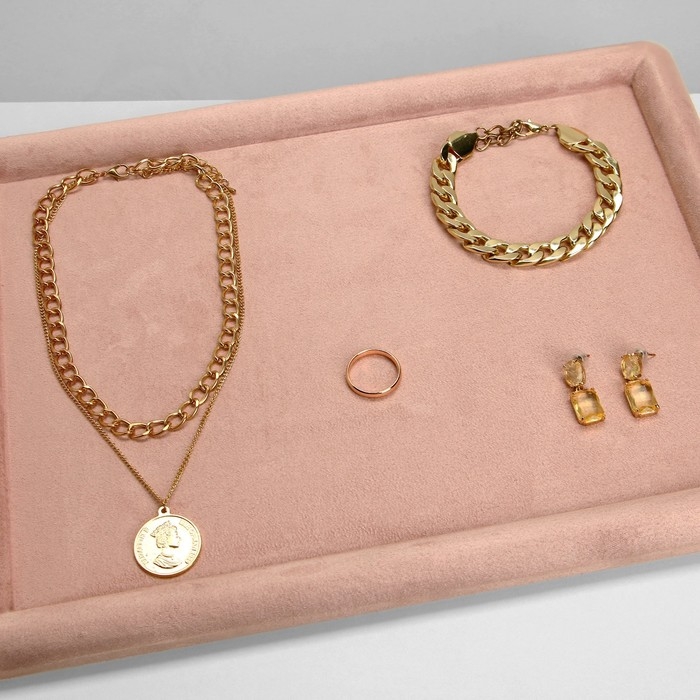 Подставка для украшений универсальная без вставок &laquo;Плюш&raquo;,флок,33&times;25&times;1,8 см, цвет розовый