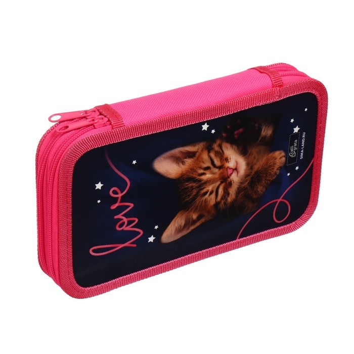 Пенал 2 секции, 125 х 205 х 40 мм, Calligrata 30П26/2 Пенал 2 секции, 125 х 205 х 40 мм, Calligrata 30П26/2 "Котенок", ламинированный картон