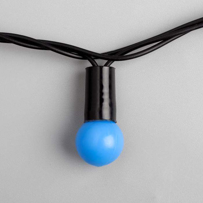 Гирлянда &laquo;Нить&raquo; 10 м с насадками &laquo;Шарики 1.5 см&raquo;, IP44, тёмная нить, 100 LED, свечение синее, 8 режимов, 220 В