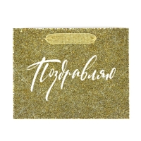 Пакет ламинированный горизонтальный &laquo;Поздравляю&raquo;, глиттер, MS 23 х 18 х 10 см