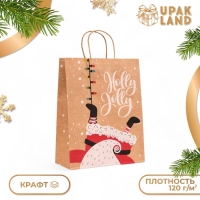 Новый год. Пакет бумажный подарочный новогодний крафт "Гирлянда", 33 &times; 26 &times; 12 см.