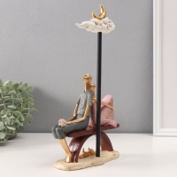 Сувенир полистоун "Пара с собачкой под тучей с месяцем" розово-голубой 7х16х31 см