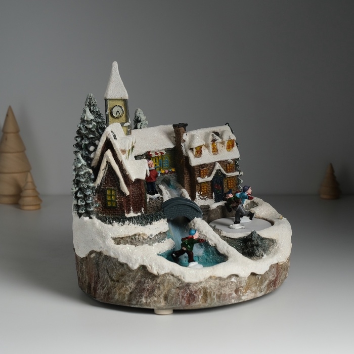 Сувенир пластик световой Сувенир пластик световой "Зимние забавы" крутится 20,5х17х20,5 см