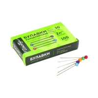 Булавки с цветной головкой GLOBUS, 100 шт., 30 мм Булавки с цветной головкой GLOBUS, 100 шт., 30 мм