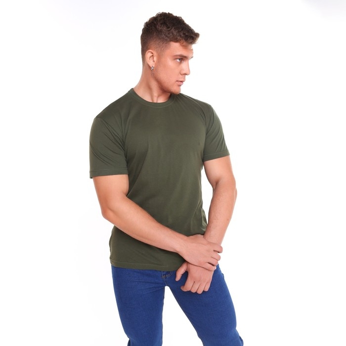 Футболка мужская однотонная, цвет хаки МИКС, размер 50 Футболка мужская однотонная, цвет хаки МИКС, размер 50