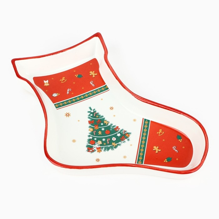 Новый год. Блюдо керамическое &laquo;Новогодняя ёлка&raquo;, 20х15.5х3 см, цвет белый