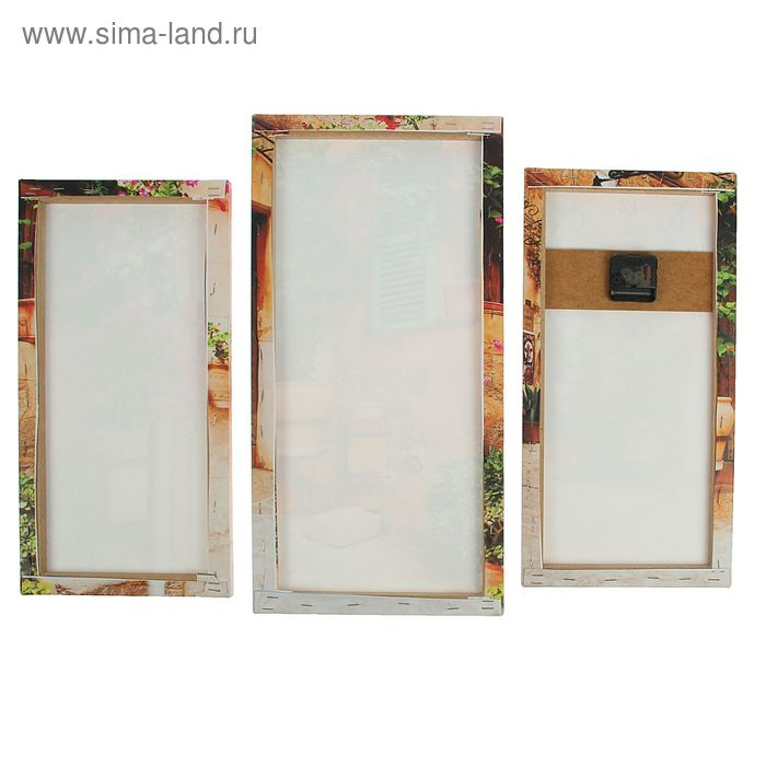 Часы настенные, модульные, серия: Цветы, Часы настенные, модульные, серия: Цветы, "Украшенный цветами дом", 60х80 см