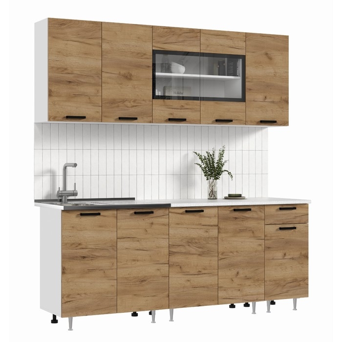 Кухня Рио NEW 2,0м, Дуб Крафт/Антарес столешница Кухня Рио NEW 2,0м, Дуб Крафт/Антарес столешница