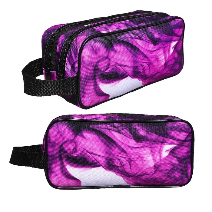 Пенал мягкий 2 отделения, 100 х 220 х 70 мм, объёмный, с ручкой,Calligrata, фиолетово-черный Пенал мягкий 2 отделения, 100 х 220 х 70 мм, объёмный, с ручкой,Calligrata, фиолетово-черный