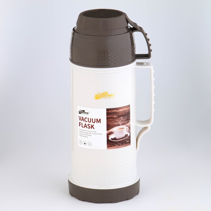 Термос 1 л, со стеклянной колбой, сохраняет тепло 12 ч, с кружкой,  микс