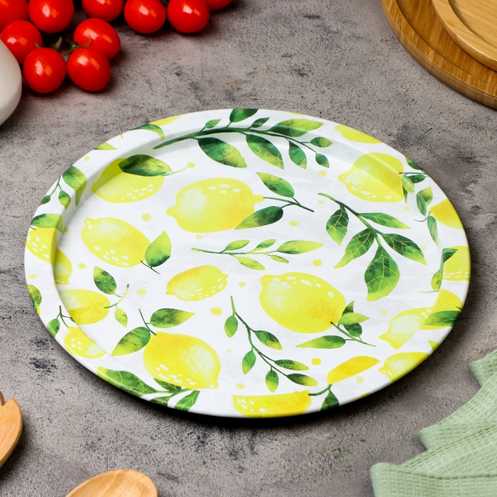 Поднос &laquo;Солнечные лимоны&raquo;, 28 х 1,6 х 0,32 см, металл